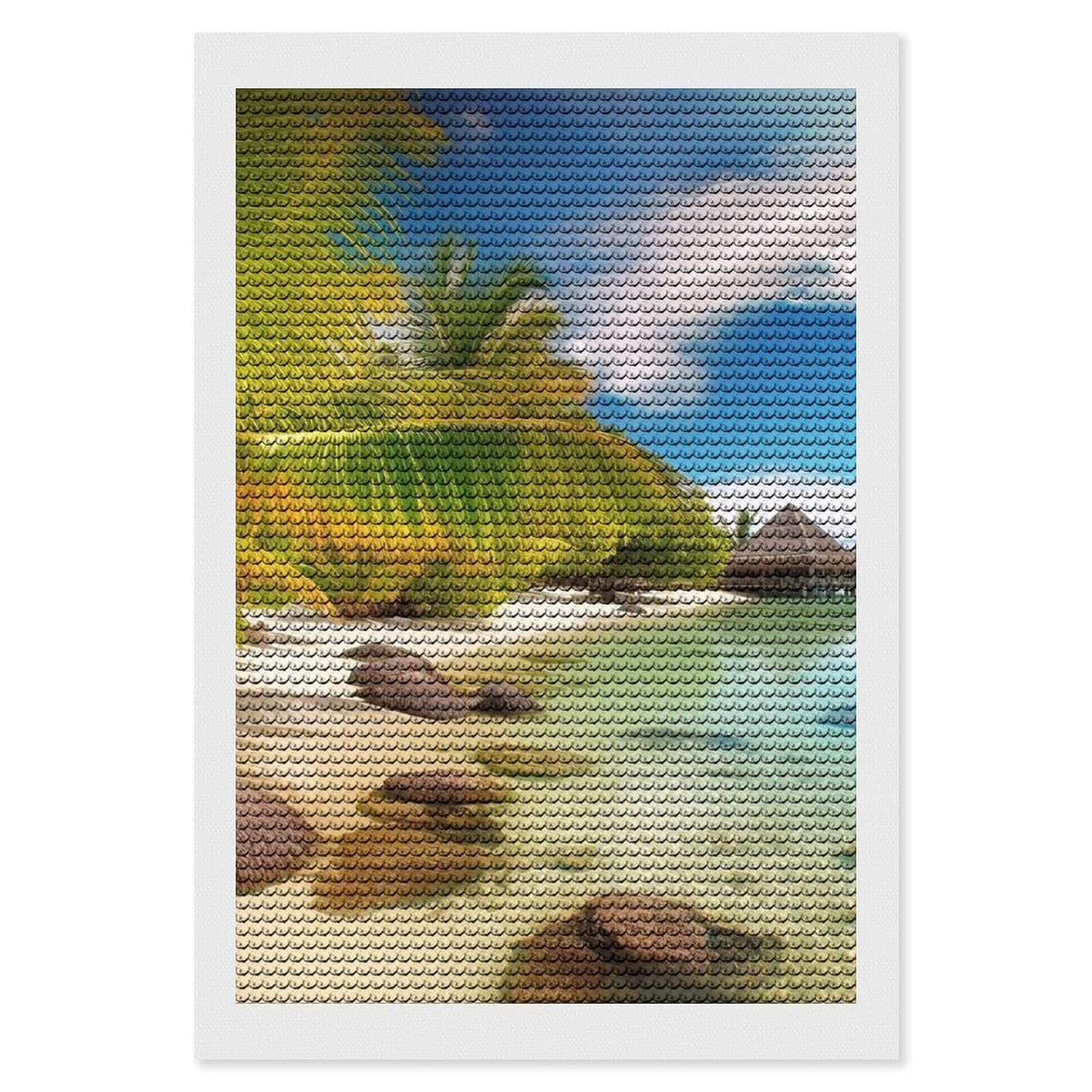 Tropical Beach Scenery Diamond Art Kits for Adults, DIY 5D Diamonds Painting Kits for Beginner, Round Full Drill Diamond Dots Painting, Diamonds Pictures Gem Art and Crafts Wall Decor 8"x12"