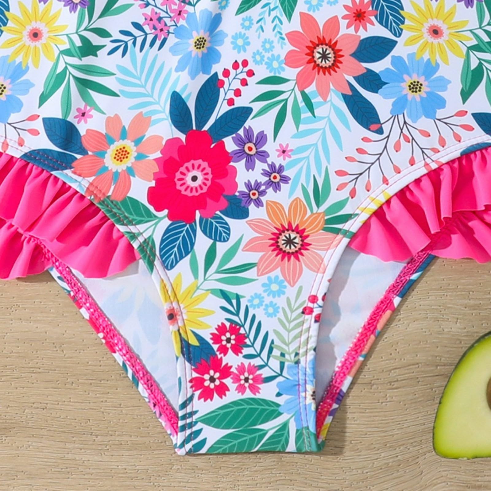 Generisch Bañador tankini de manga larga, informal, con estampado floral, para niñas