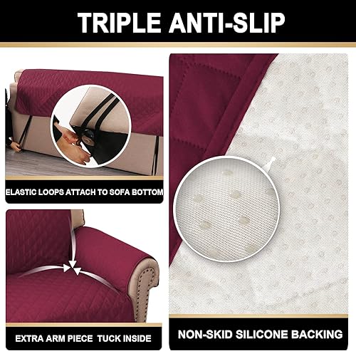 Miniatura 5 de GAMUKAI Fundas de sofá 100% impermeables, funda de sofá biplaza para niños, perros, mascotas, protector de muebles, funda de sofá antideslizante