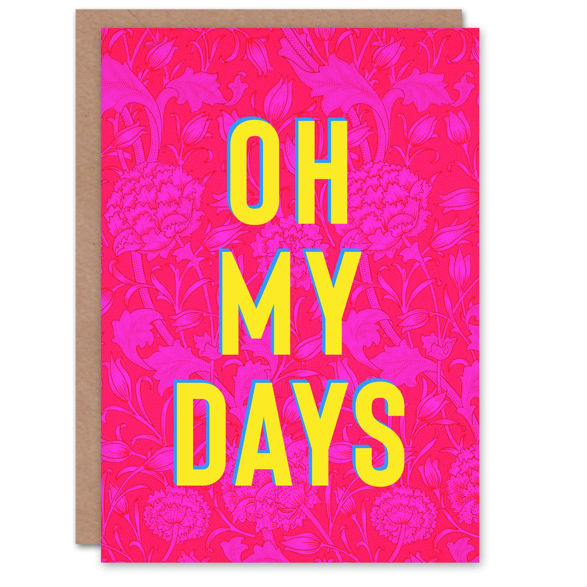 Artery8 Oh My Days Bold Modern Floral Art Nouveau Congratulations Card