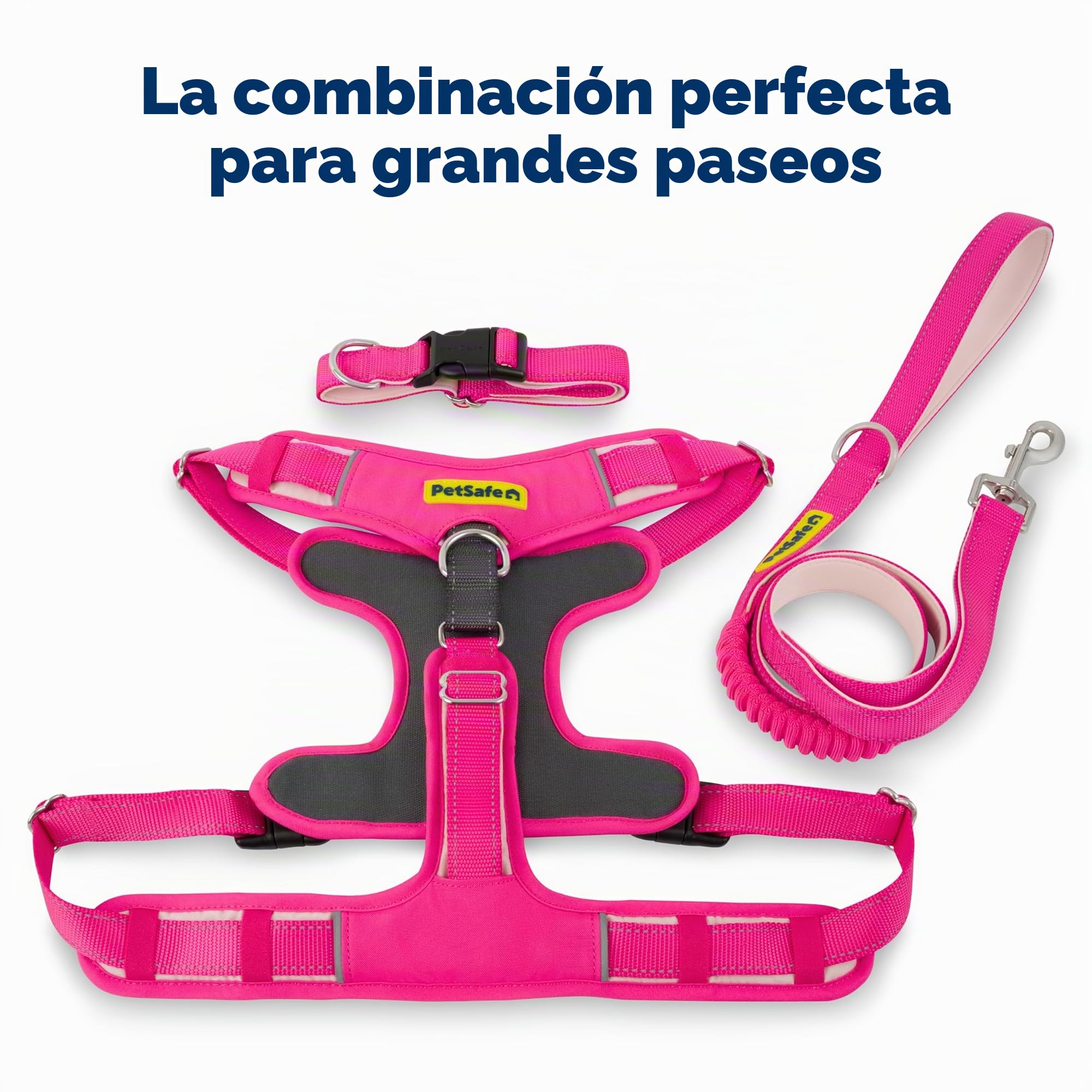PetSafe Easy Walk Comfort - Arnés antitirones de adiestramiento, Acolchado Todo el Cuerpo, Resistente, 5 Puntos de Ajuste, Ribete Reflectante, Hebillas de Cierre rápido, asa, Uso Diario, Rosa, M/L
