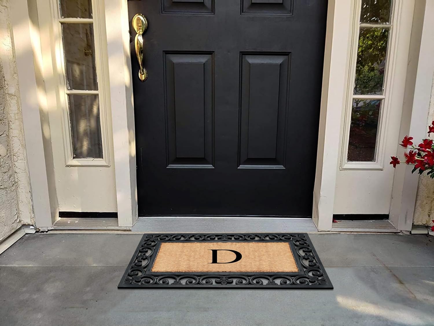 A1HC Natural Rubber Coir Monogrammed Doormat 18"x30", Anti-Shed Treated Durable Front Door Mat for Outside Entrance, Heavy Duty, Low Profile, Easy to Clean, Long Lasting Porch Entry Mats