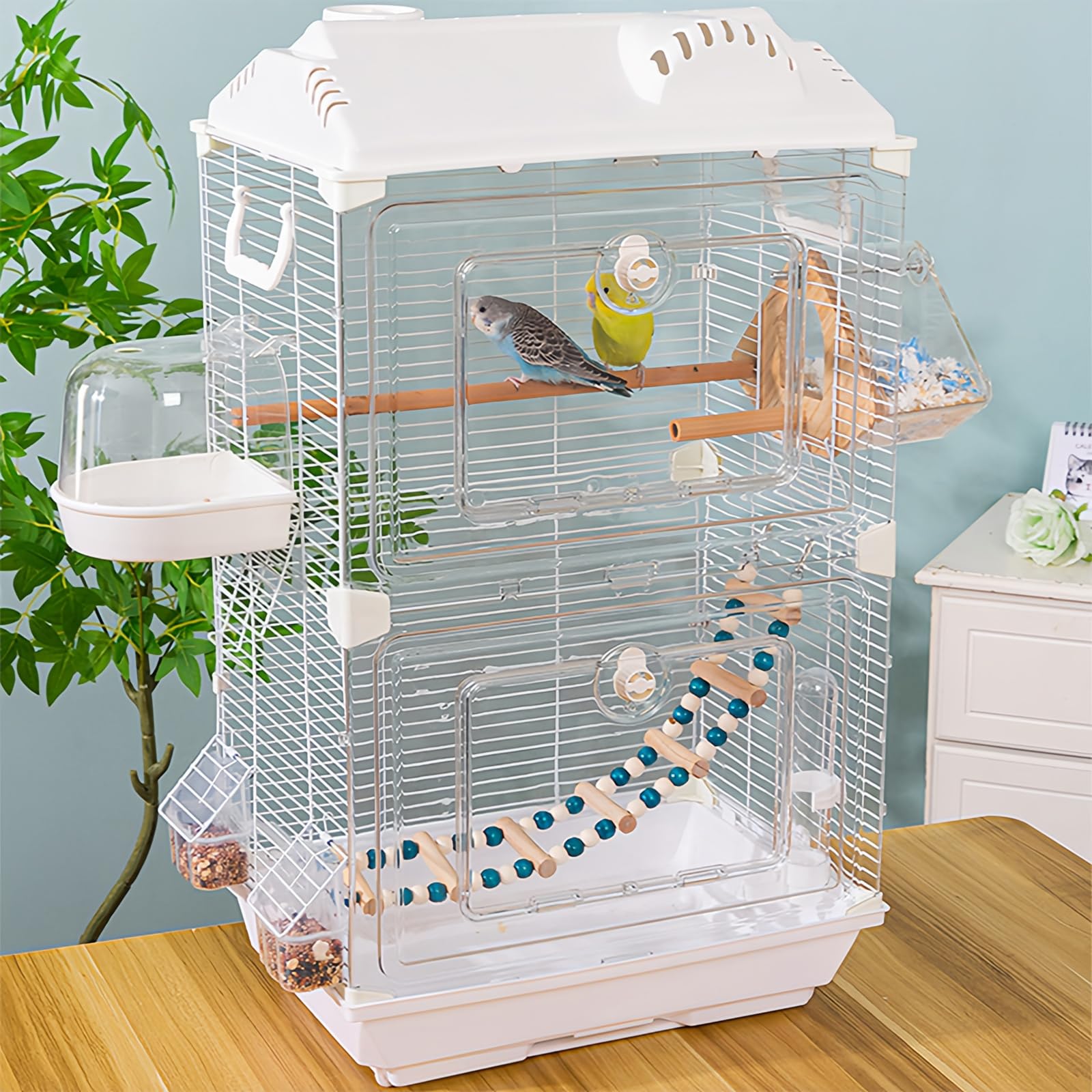 Amazon | 鳥かご バードケージ 中型 インコ ケージ アクリル透明ドア