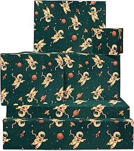 Amazon.com: CENTRAL 23 Space Wrapping Paper - 6 Sheets of Gift Wrap and ...