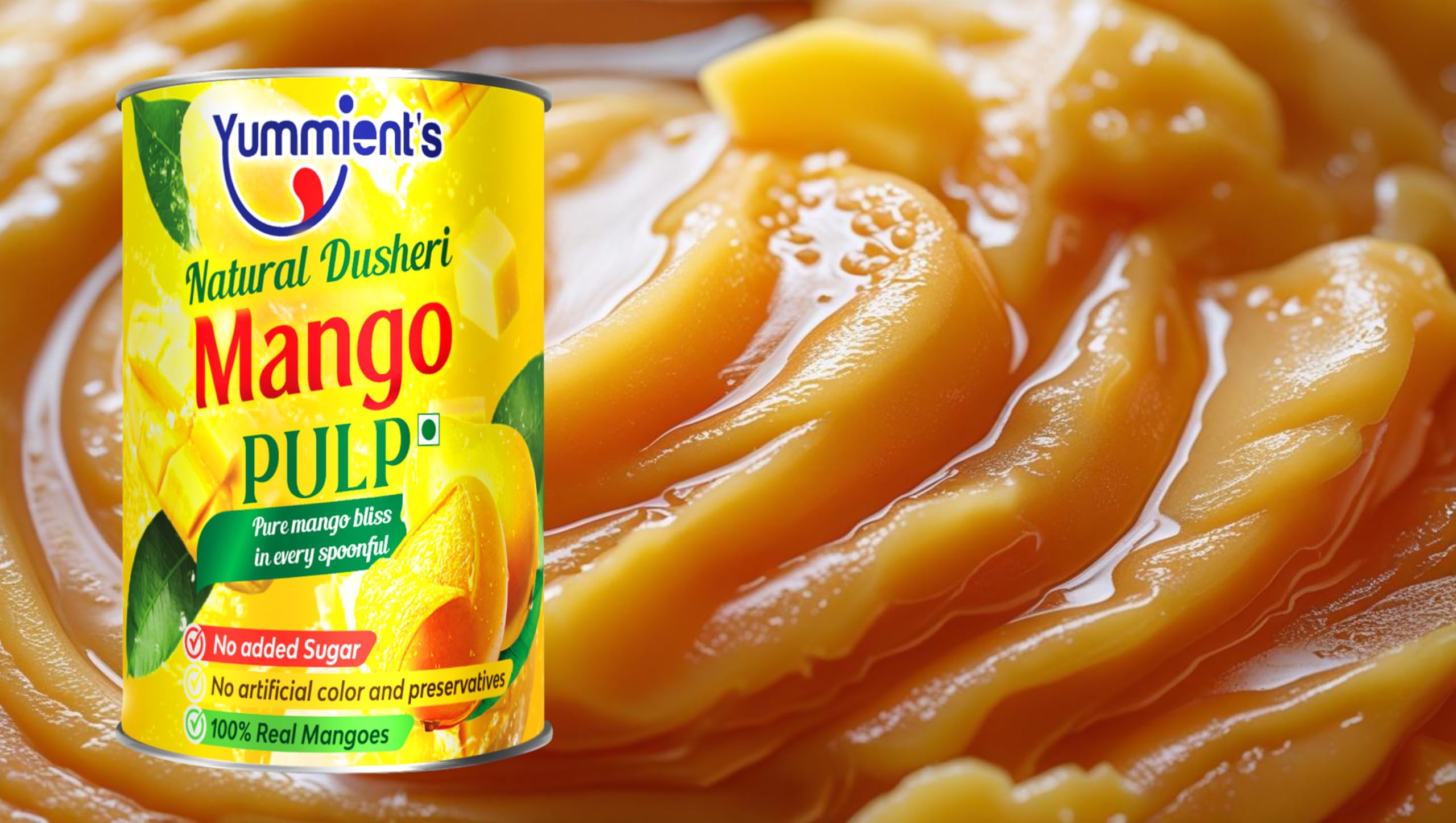 Yummients Pure Mango Pulp Unsweetened – 1.6kg (800g x 2 Cans) | No Added Sugar | 100% Natural Alphonso/Kesar Mango Puree | Ideal for Aamras, Juices & Desserts - Image 8 thumbnail