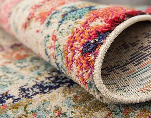 Miniatura 6 de Unique Loom Colección Monterey Tapete bohemio tribal de época con colores brillantes, Polipropileno, Multicolor