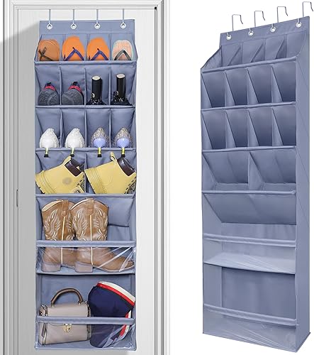 Miniatura 7 de Yteseery Zapatero de puerta con grandes bolsillos profundos organizador de zapatos colgante para puerta estrecha organizador de zapatos para