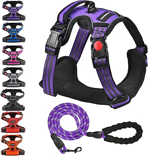 Juqiboom Arnés sin tirones para perro, chaleco acolchado suave ajustable para perro, chaleco Oxford reflectante sin estrangulamiento para mascotas