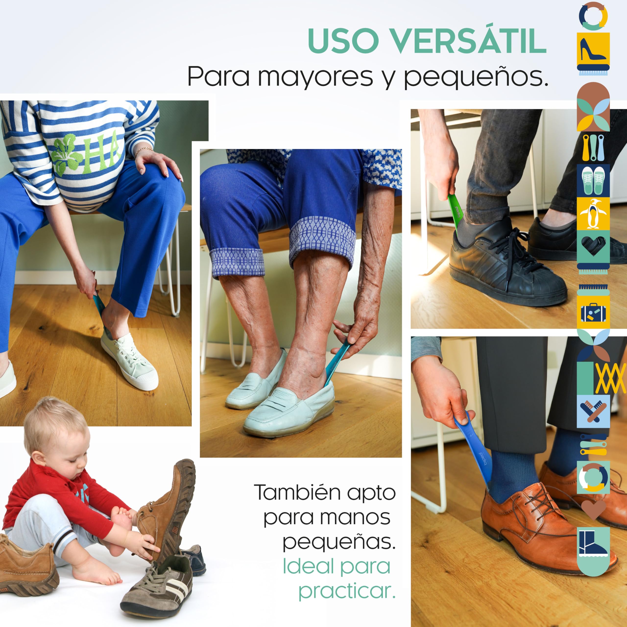 biped juego de 3 calzadores de plástico 18 cm – Mini cuernos de zapato de viaje ergonómicos – Accesorio práctico y compacto para niños y adultos z1570