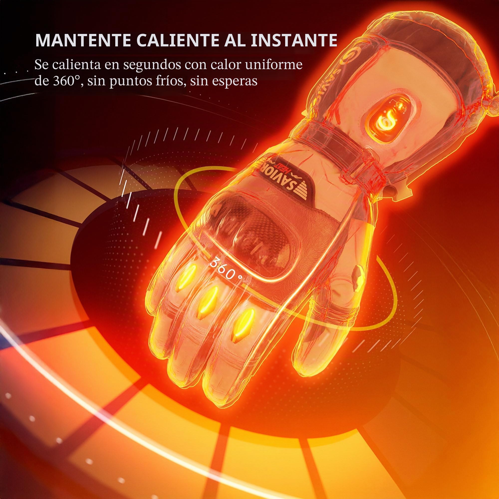 SAVIOR HEAT Guantes calefactables Guantes de Moto Recargables Guantes de Bicicleta Impermeables Guantes de Ciclismo Mujer Hombre Guantes Invierno para Esquiar, Caza y Pesca