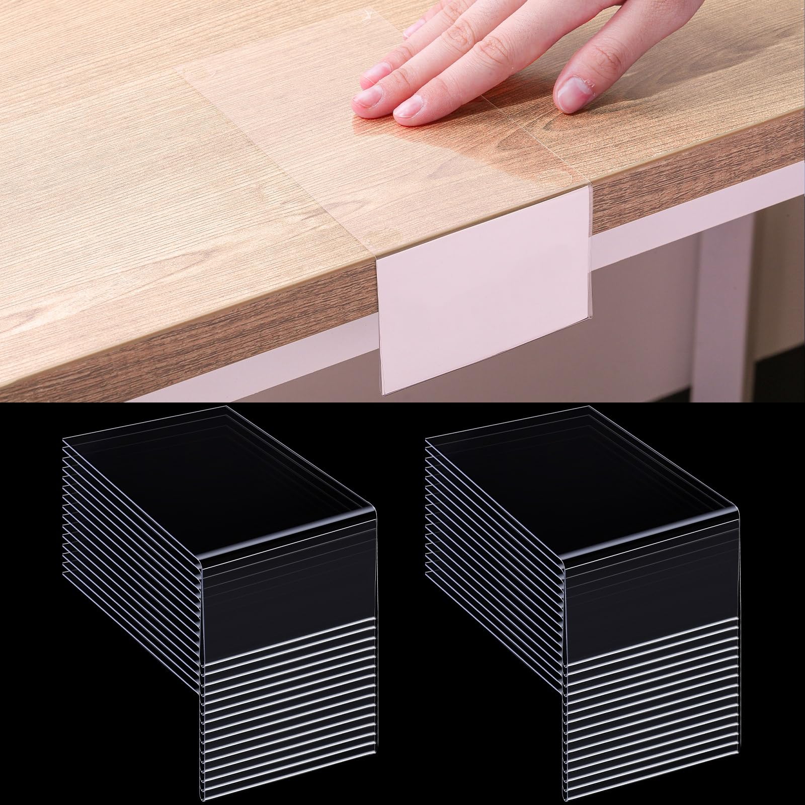 Containlol 50 porta etichette mobili per mensole, trasparenti, per librerie, librerie, mensole, librerie, mensole, etichette, librerie, uffici, aule e la casa (16,5 x 8,9 x 6,9 cm)