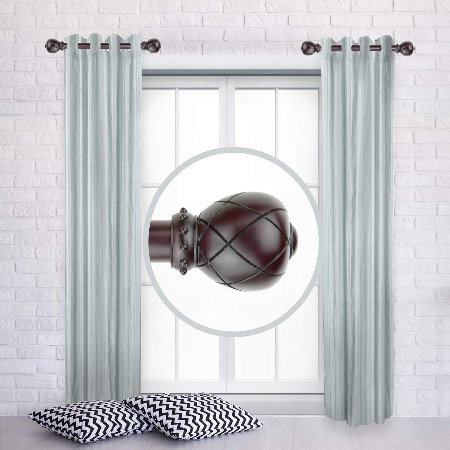 A&F Rod Decor - Amber 1" Side Curtain Rod 12-20 inch (Set of 2) - Mahogany