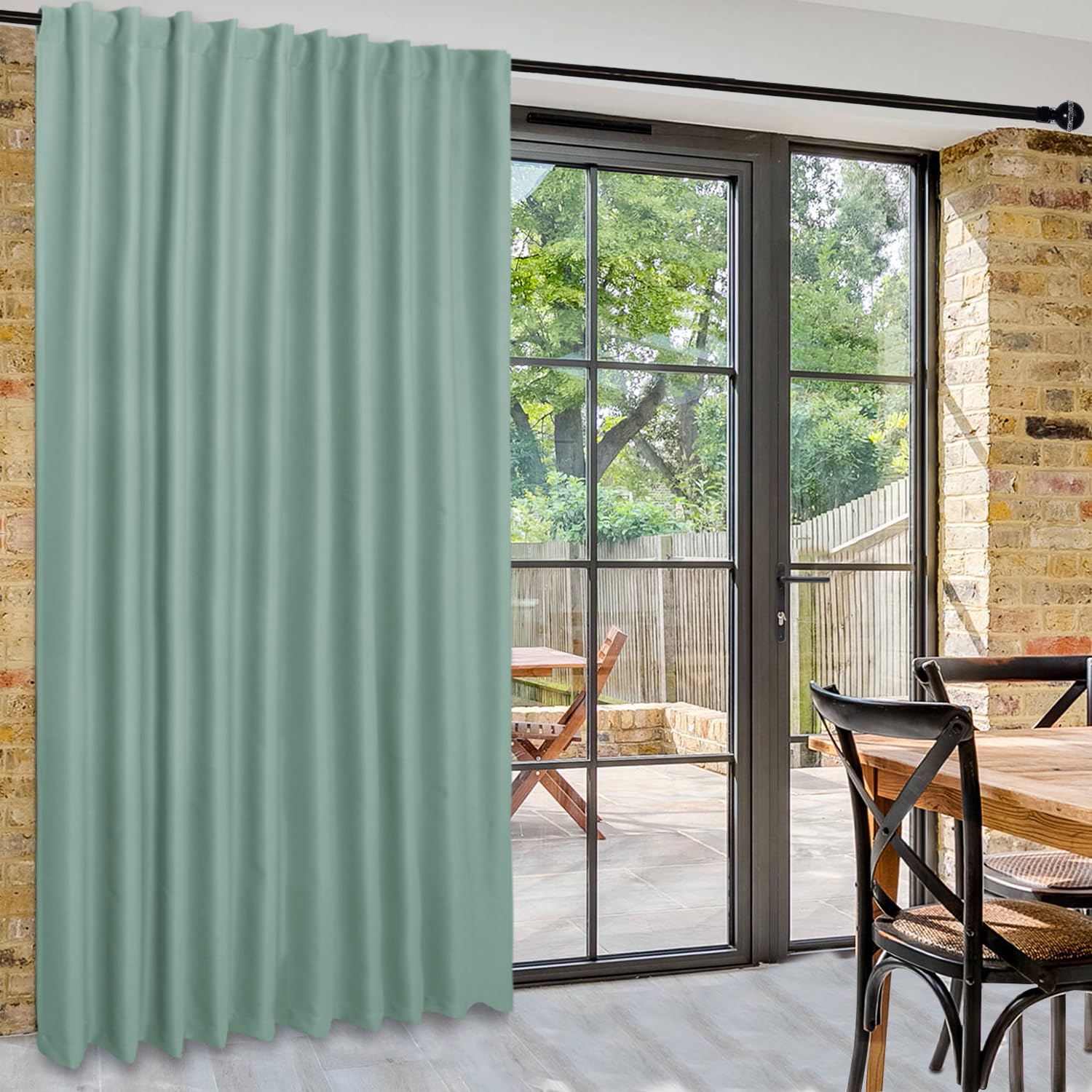 DWCN Privacy Room Divider Blackout Curtain - Patio Sliding Door Curtains, Extra Wide Thermal Curtains with Back Tab & Rod Pocket for Living Room and