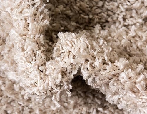 Miniatura 7 de Unique Loom Davos Shag Collection - Alfombra de área, color liso (3 pies 3 pulgadas x 5 pies 3 pulgadas, ovalada, lino)