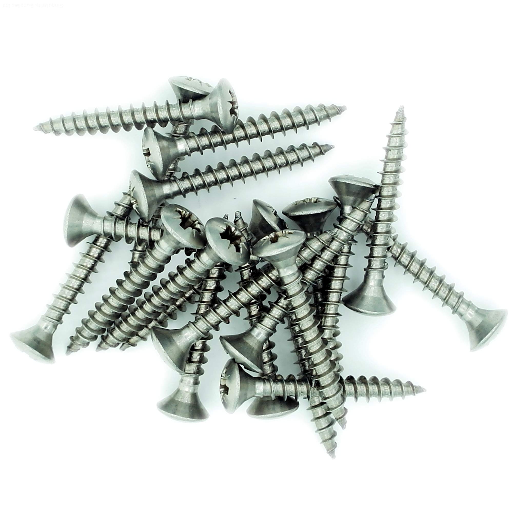 Singularity Supplies No.10 X 1.6 (5Mm X 40Mm) Pozi Raised Countersunk Chipboard Screw - Stainless Steel (A2) (Pack Of 20)