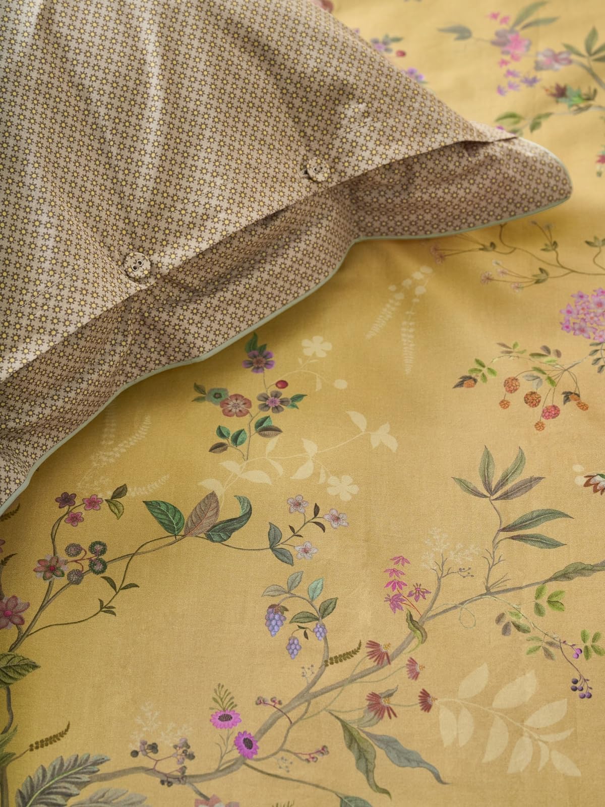 Pip Studio Bodhi Flower bettwäsche-Set 2 TLG. - 135 x 200 cm - Gelb - Baumwolle - mit Reißverschluss