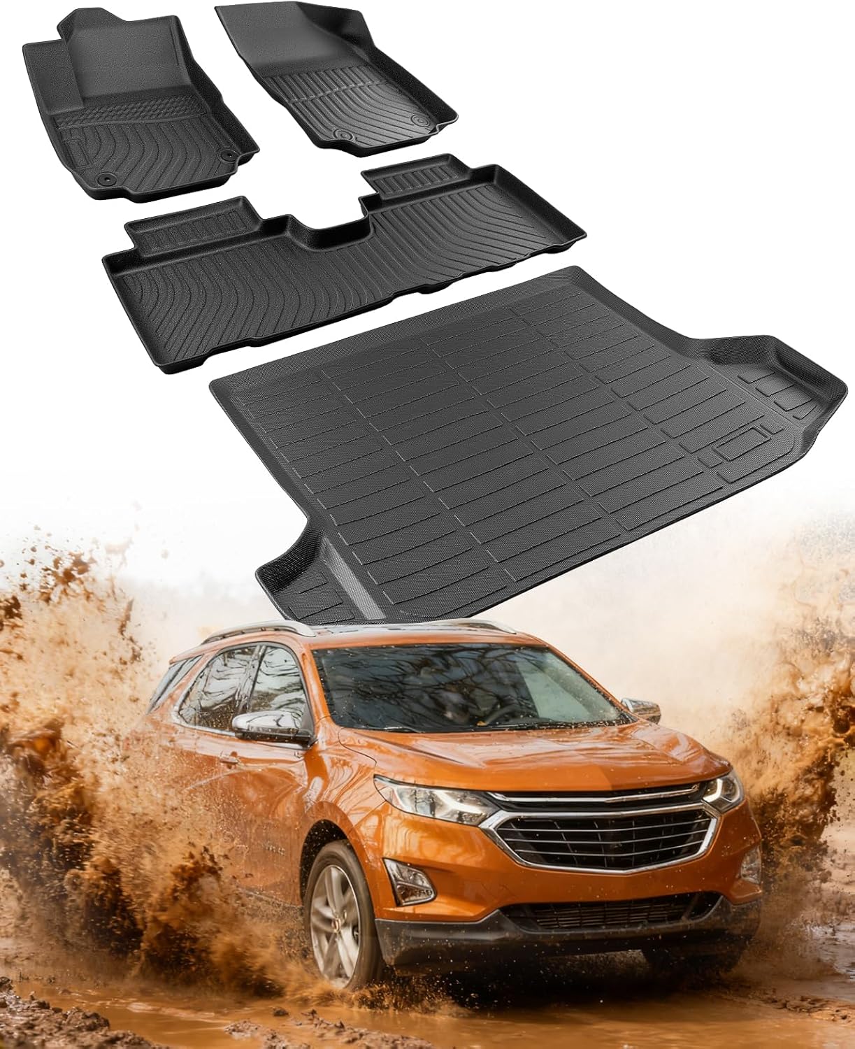 for Chevy Equinox Floor Mats 2024 2023 2022 2021 2020 2019 2018, for GMC Terrain Floor Mats 2018-2024, for Equinox All Weather Mats Cargo Liners Trunk Carpet Rubber Car Accessories