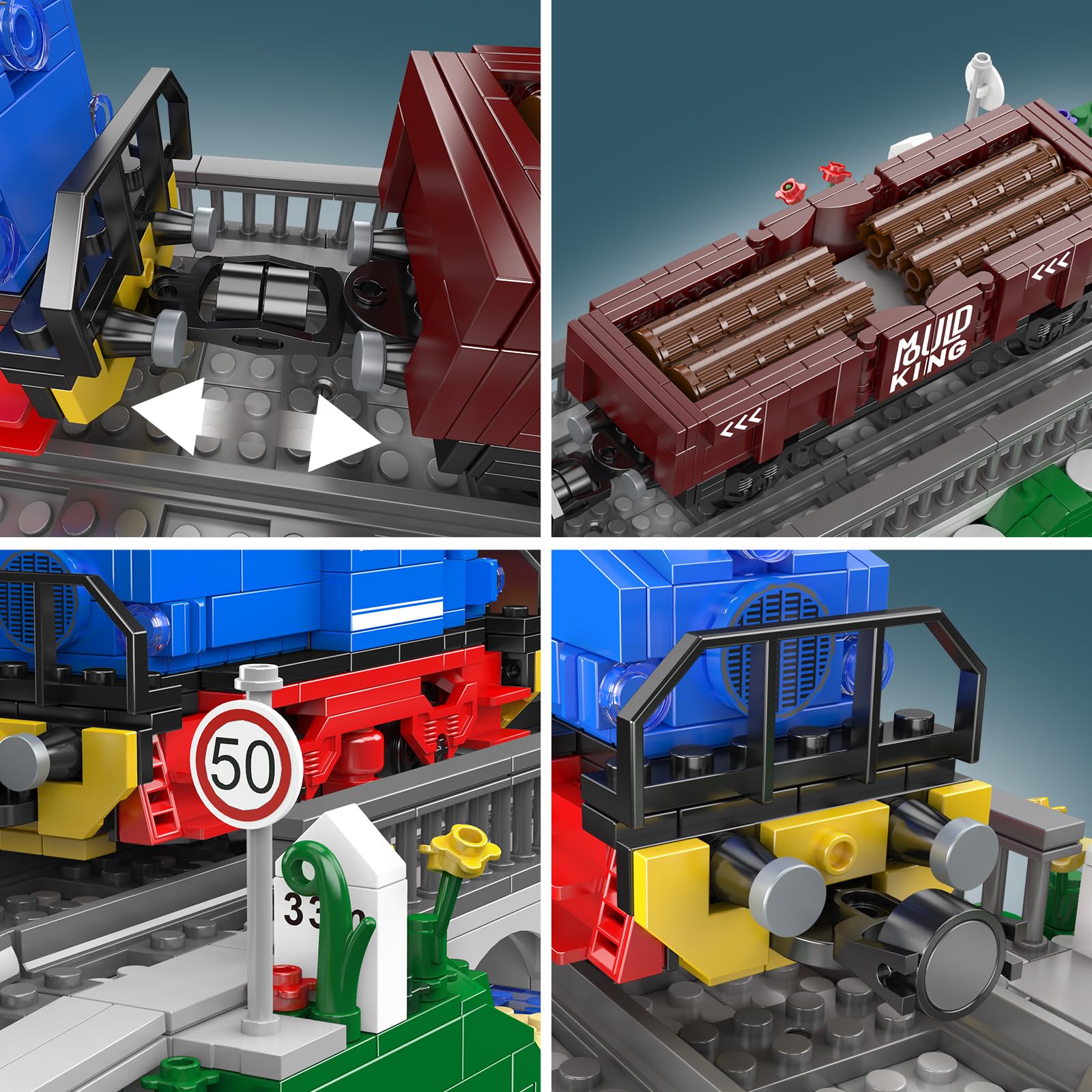 Mould King 12038 MOC Technik Ferngesteuert ESU KG230 Diesel Locomotive Eisenbahnen Zug Bauklötze Set Baukasten 1117 Stück Mit Schienenlieferung Güterwagen APP Technologie Klemmbausteine Bausatz