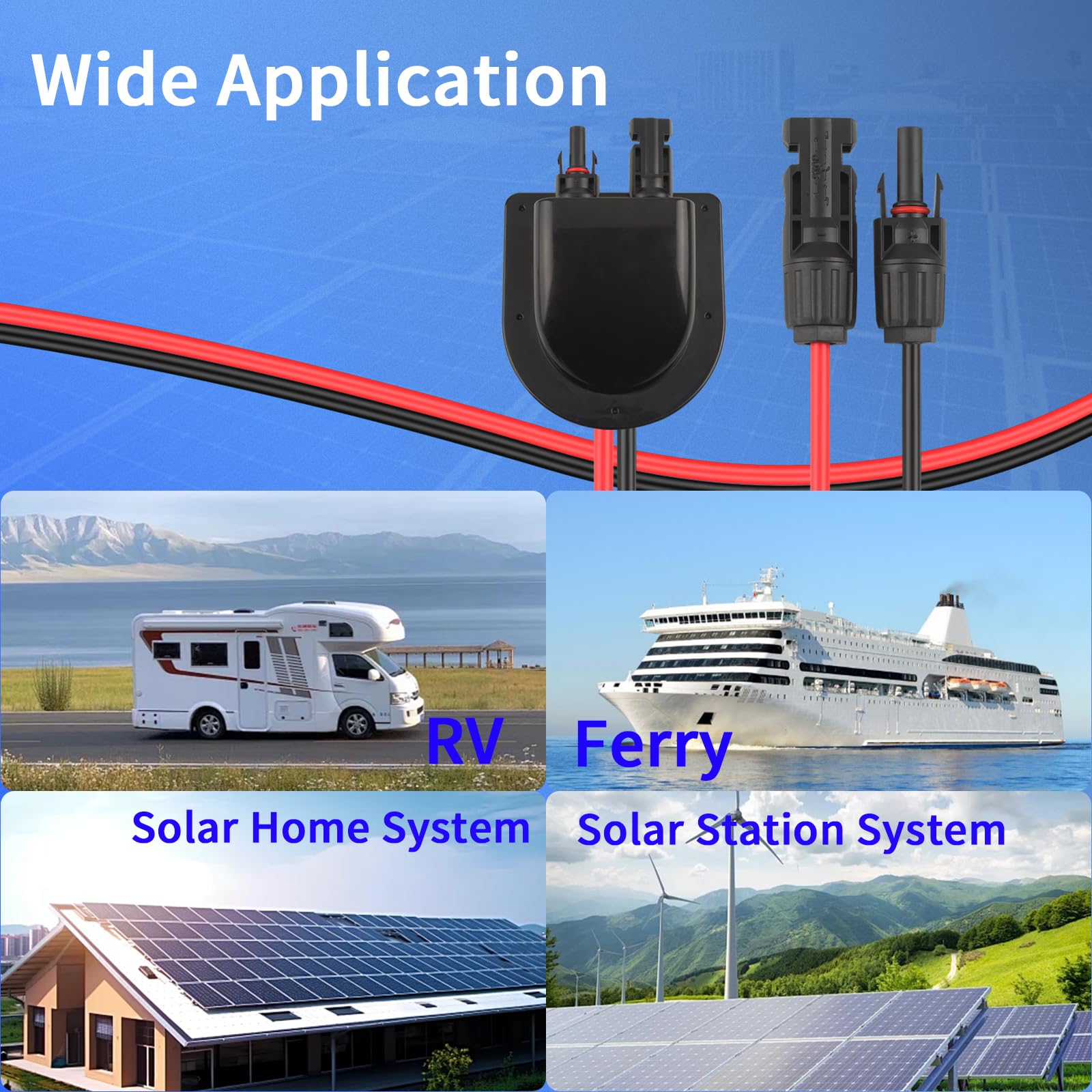 Dławik wejściowy kabla słonecznego z przedłużaczem solarnym 10 m, 10 AWG, przez dach kampera, obudowa wejściowa mc4 do wodoodpornej skrzynki przyłączeniowej solarnej w kamperze, łodzi