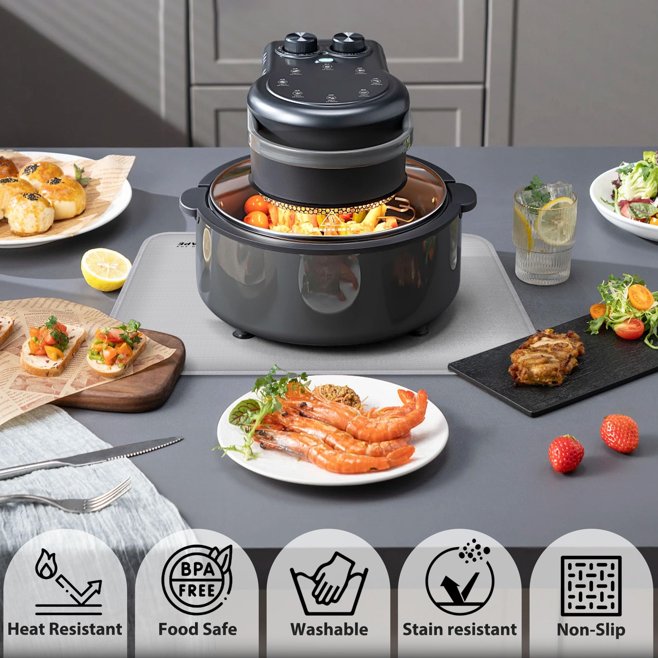 Feuerfeste Silikon Unterlage 46x38cm - Hitzeschutzmatte Bis 550°C Für Luftfritteuse & Küche