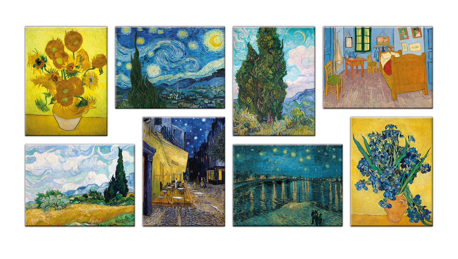 LuxHomeDecor Quadri Vincent van Gogh 8 pezzi 40x30 cm Stampa su Tela con Telaio in Legno Arredamento Arte Arredo Moderno