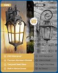DEWENWILS Luminaires muraux extérieurs du capteur de mouvement, 2-Pack Dusk to Dawn Extérieur de lanterne, Roman Vintage Mur Mount Porch Light imperméable, verre à rainure, pour garage porte avant, ETL Inscrit