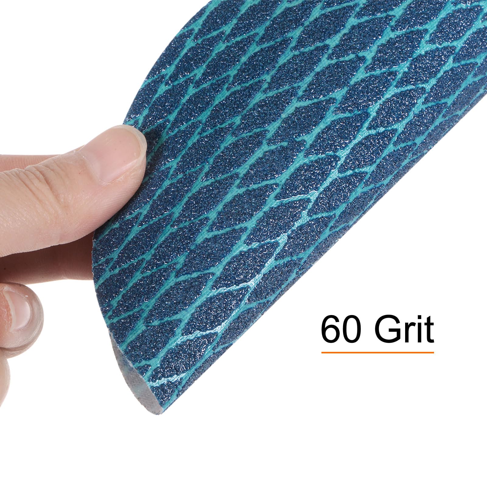 sourcing map 70uds Diamante Forma Lijado Discos 6 Pulgadas 60 Grano Gancho y Bucle Azul Rombo Lija Papel Pescado Escama Lijadora Acabado Discos, Húmedo y Seco Pulido