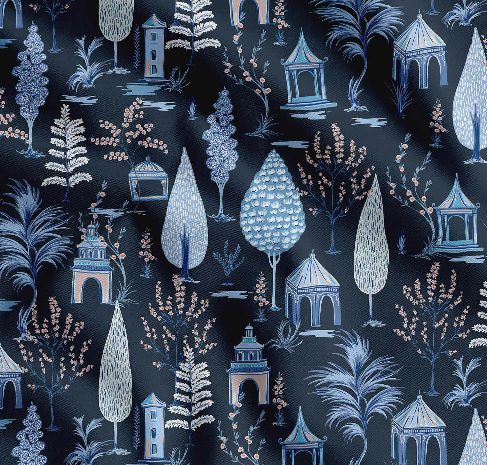 Soimoi Cotton Cambric Fabric - Tree Print - Blue - 56" Wide, Soft Lightweight Fabric by 3 Metre for Kurtas, Dresses, Baby Clothes, Linings, Quilting & Embroidery Base