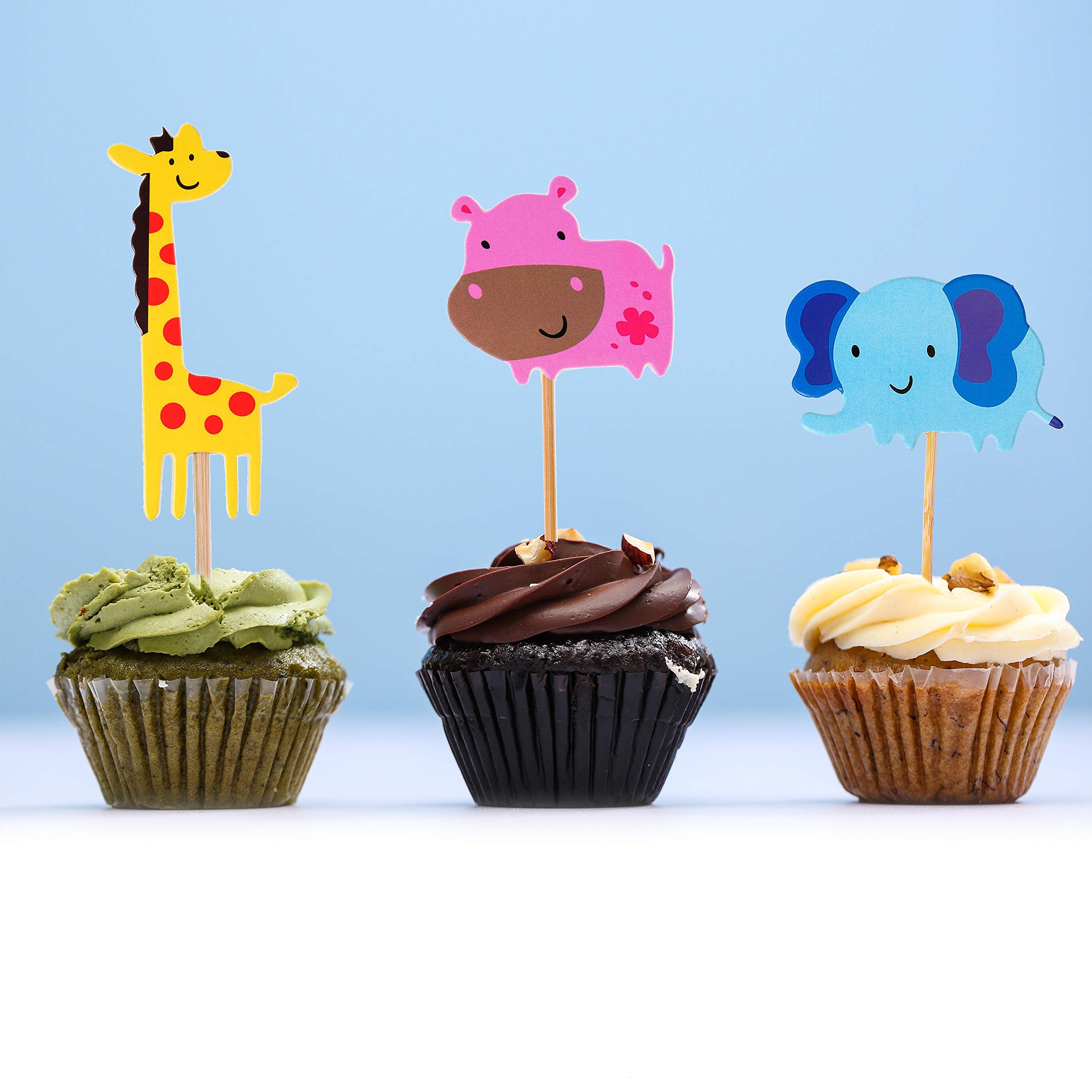 Animal Cupcake Toppers Jungle Safari Animals Cake Toppers Cute Dessert