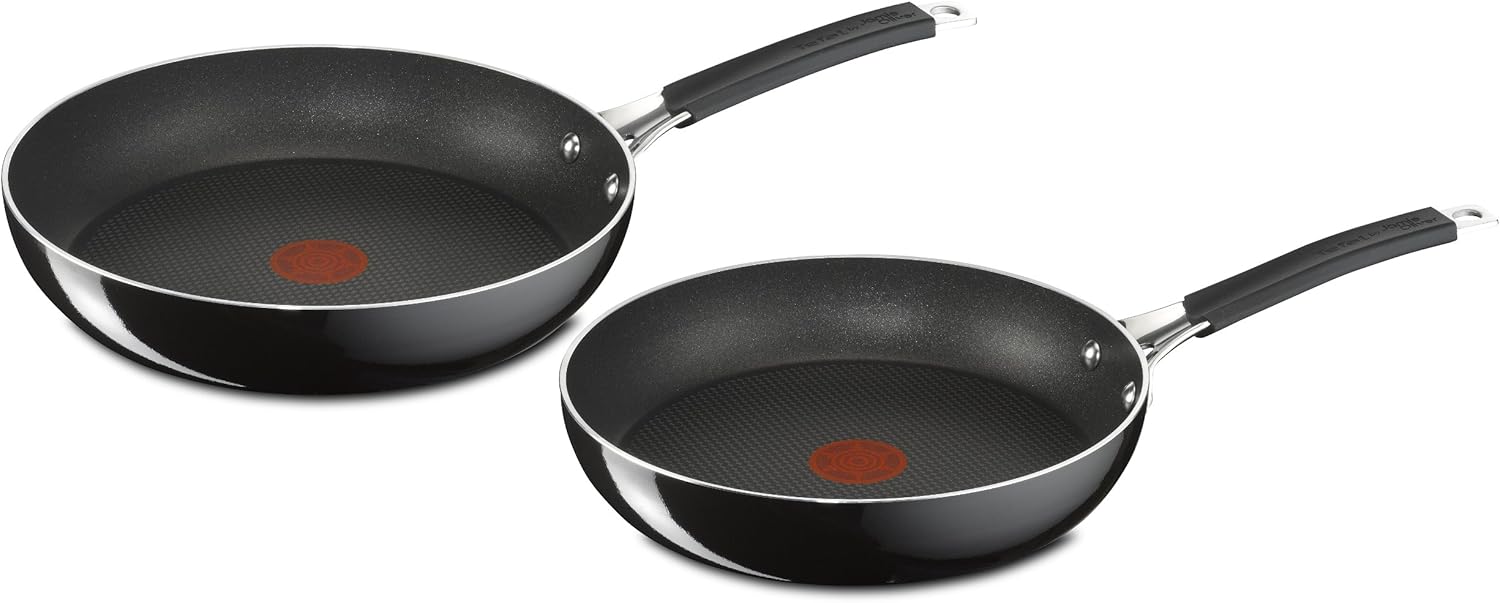 Tefal Jamie Oliver Hard Enamel Frying Pans, Twin Pack, Non Stick, 24 cm