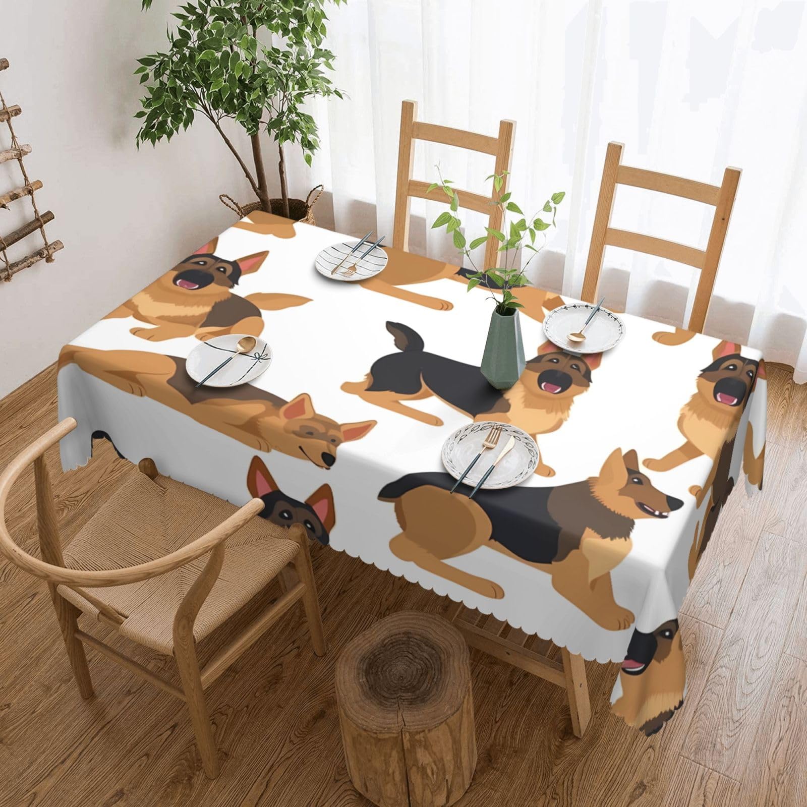 Fodpand Black German Shepherd Tablecloths For Rectangle Tables 72 X 54 Inches - Reusable And Washable Table Clothes Decorative Table Cover For Dining Tables, Buffet Parties, Wrinkle Resistant