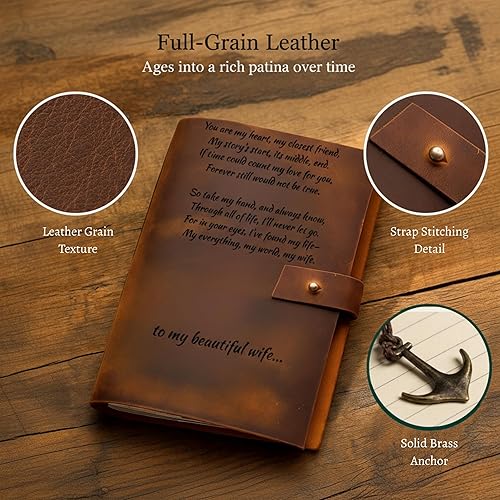 Miniatura 4 de Cuaderno personalizado para hombres y mujeres, diario de cuero grabado personalizado, diario de escritura y oración A5 recargable, diario de viaje