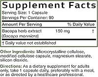 Vista 8 de Bronson Bacopa apoya la función cerebral saludable y el rendimiento mental, hierba tradicional, sin OGM, 90 cápsulas vegetarianas