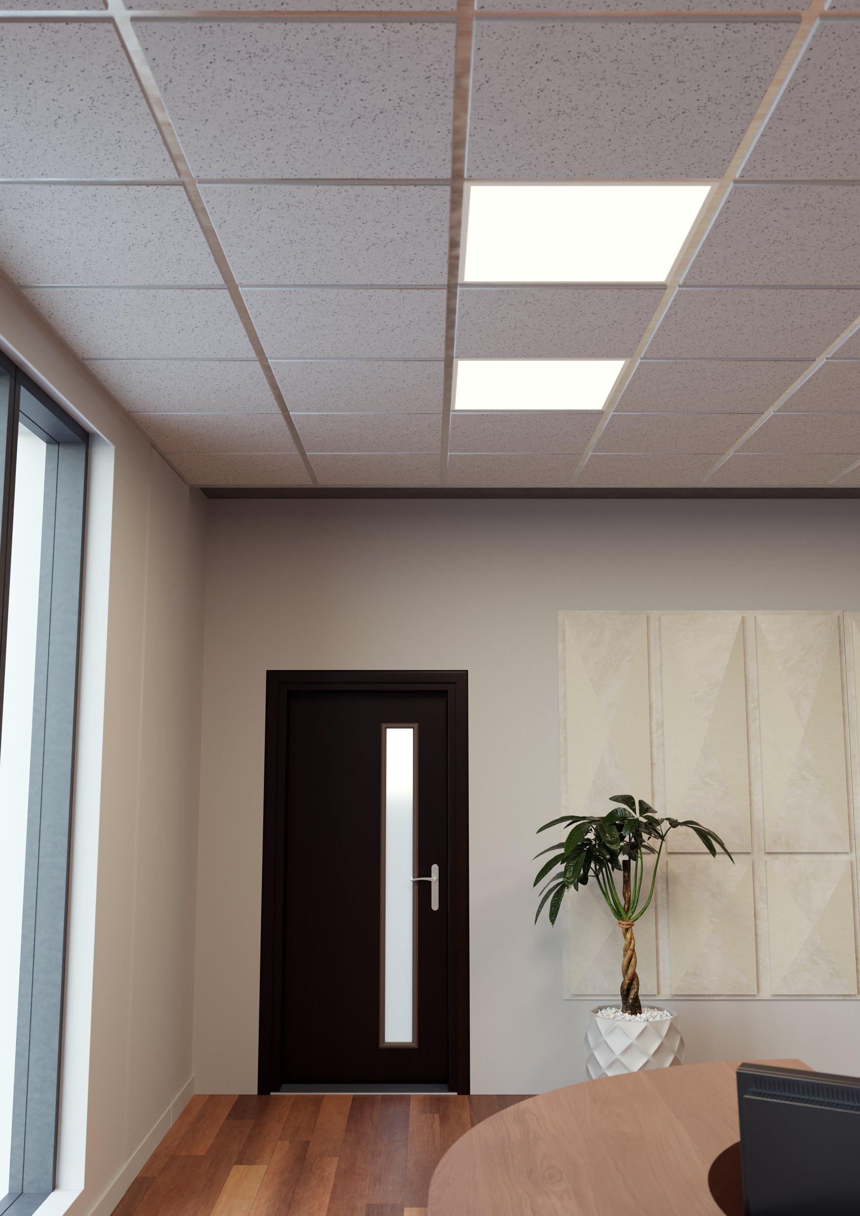 Eglo Panneau LED Rabassa, plafonnier pour plafond modulaires, lampe de | plafond pour bureau et cuisine, luminaire en aluminium et plastique blanc, blanc neutre, 60x60 cm