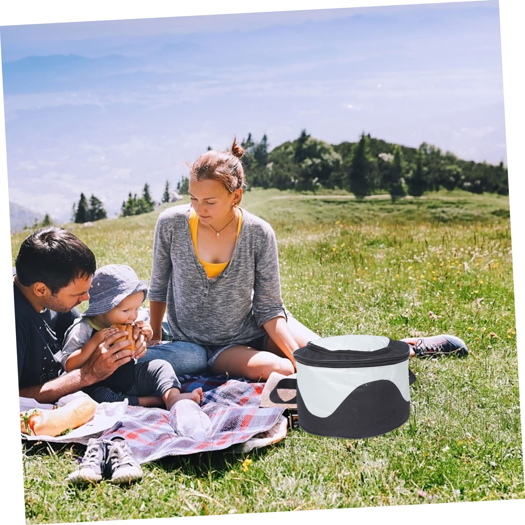 Runde Lunchbox Tasche aus Oxford Gewebe, Tragbar, Große Kapazität, 1 Stück