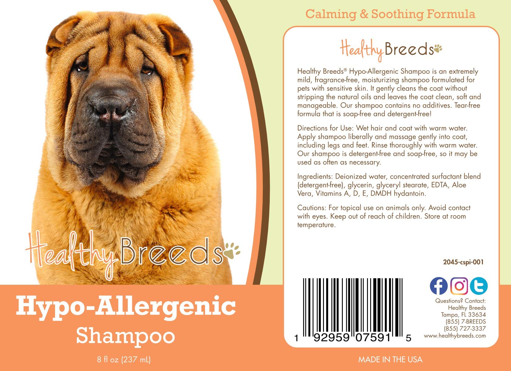 Healthy Breeds Chinese Shar Pei Hypo-Allergenic Shampoo 8 oz