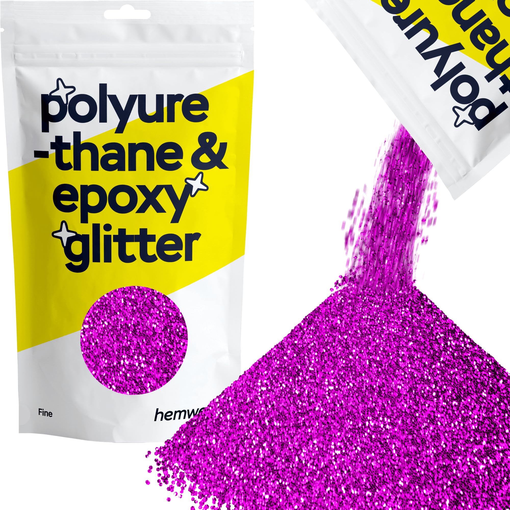 Hemway Polyurethane & Epoxy Resin Glitter 100g / 3.5oz Metallic Crystal Flake Additive for Flooring Jewelry Tumblers Glass Pigment - Fine (1/64" 0.015" 0.4mm) - Fuchsia Pink