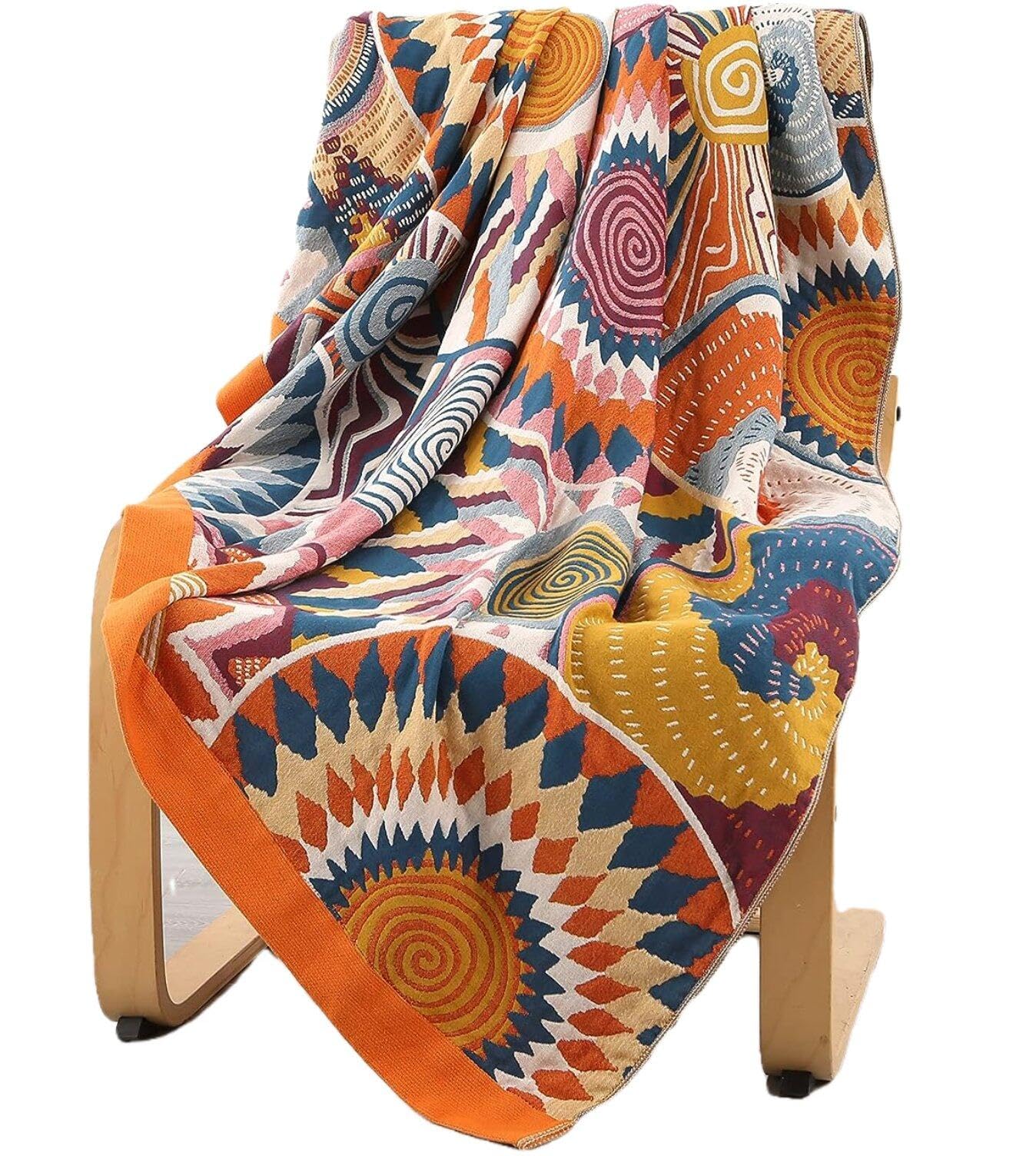 Couverture tissée à la main en coton bohème Hrippy pour grand lit