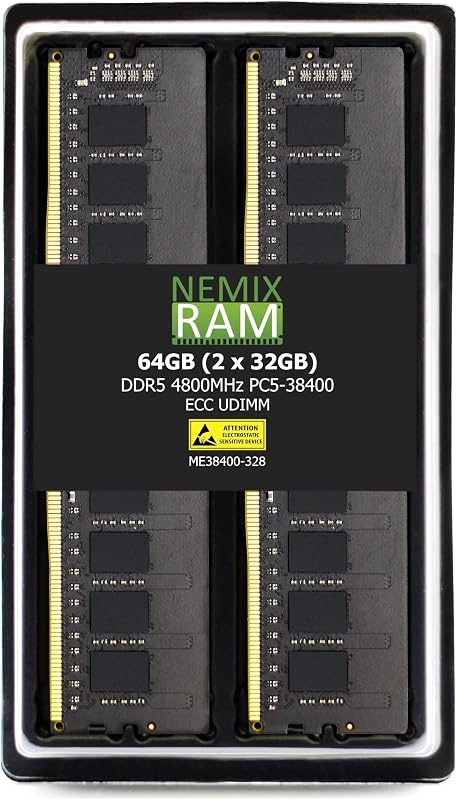 64GB (2X32GB) DDR5 4800MHZ PC5-38400 2Rx8 1.1V CL40 288-PIN ECC Unbuffered UDIMM KIT Compatible con placa base ASUS ProArt X670E-CREATOR WiFi