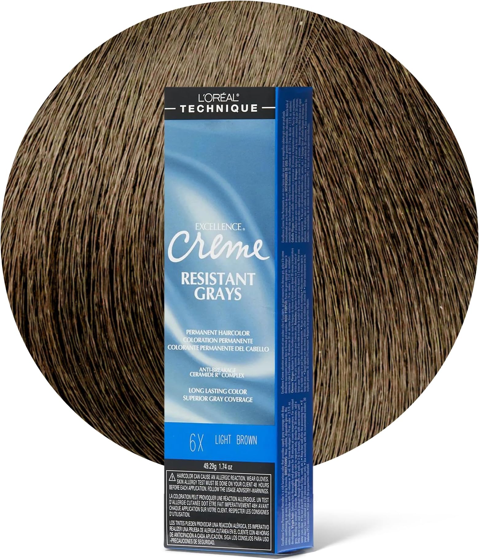 Excellence Creme Superior Grey Coverage, 6X Light Brown, 1.74 Ounce (Pack of 6)