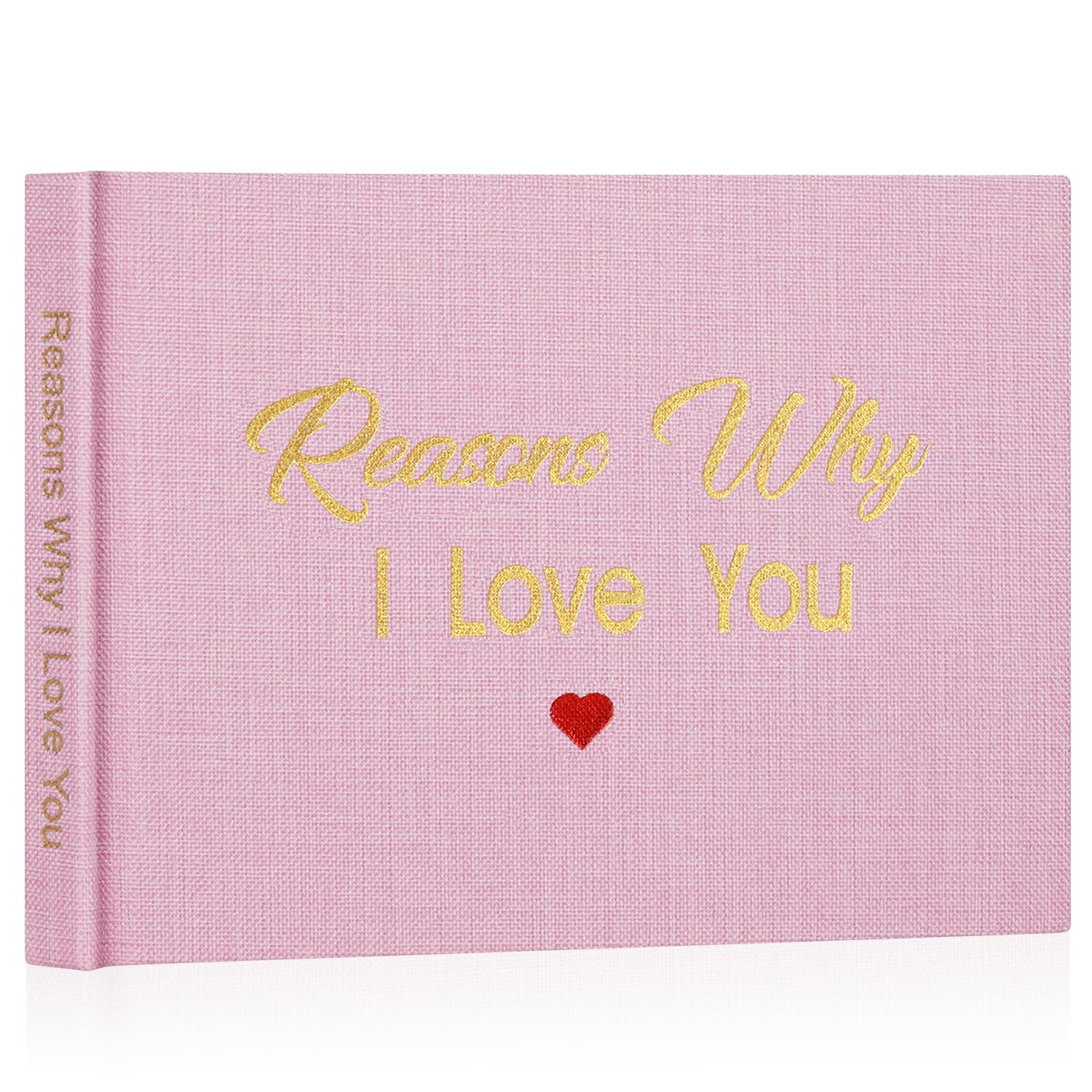 Miaikoe What I Love about You Fabric Book, Fill-in-the-Blank Love Journal Book for Couples Husband Wife Him Her Birthday Christmas Gifts Stocking Stuffer (Pink)