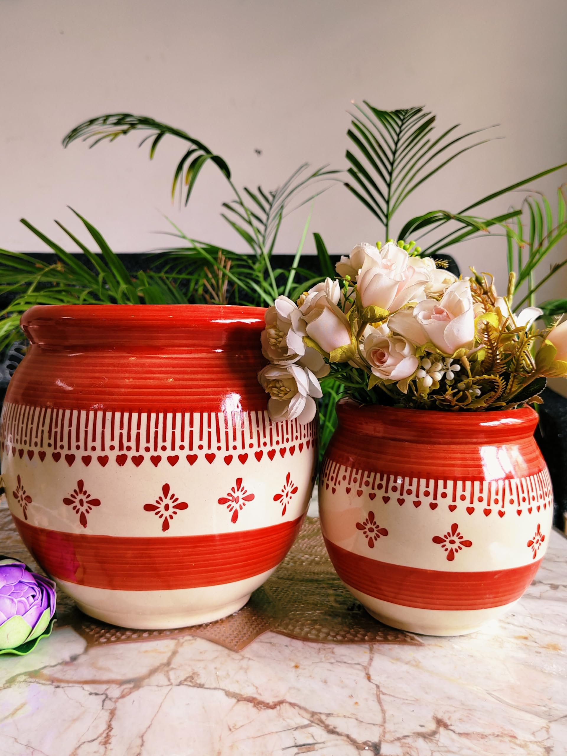 Handi Ceramic Planters - Multicolor Handmade Pots -11