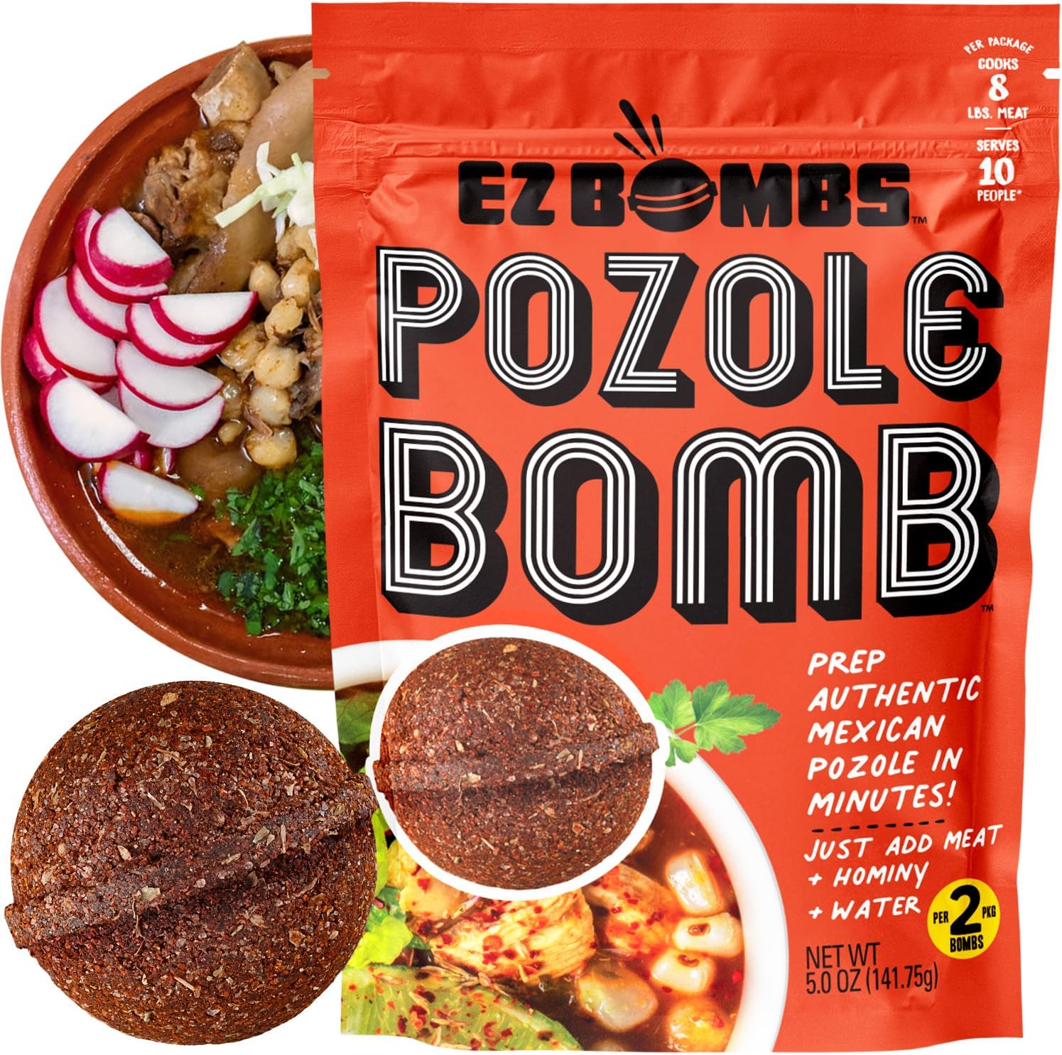 - EZ Bombs Pozole Bomb Seasoning, Pack of 2 – Authentic Mexican Soup Mix for Traditional Pozole, Made with Real Chiles, Herbs & Spices for Quick and Flavorful Meals