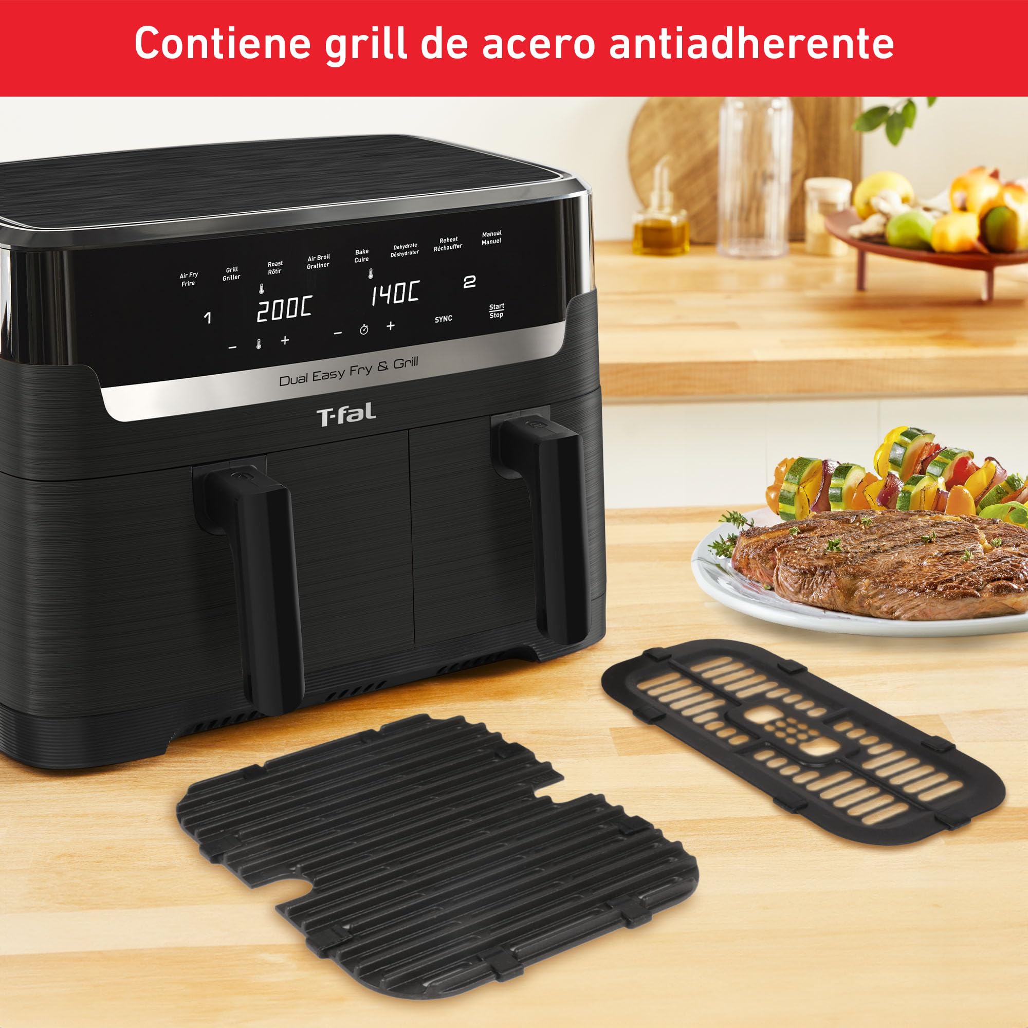 Amazon.co.jp: T-fal デュアルエアフライヤー 8.3L 総容量 デュアル