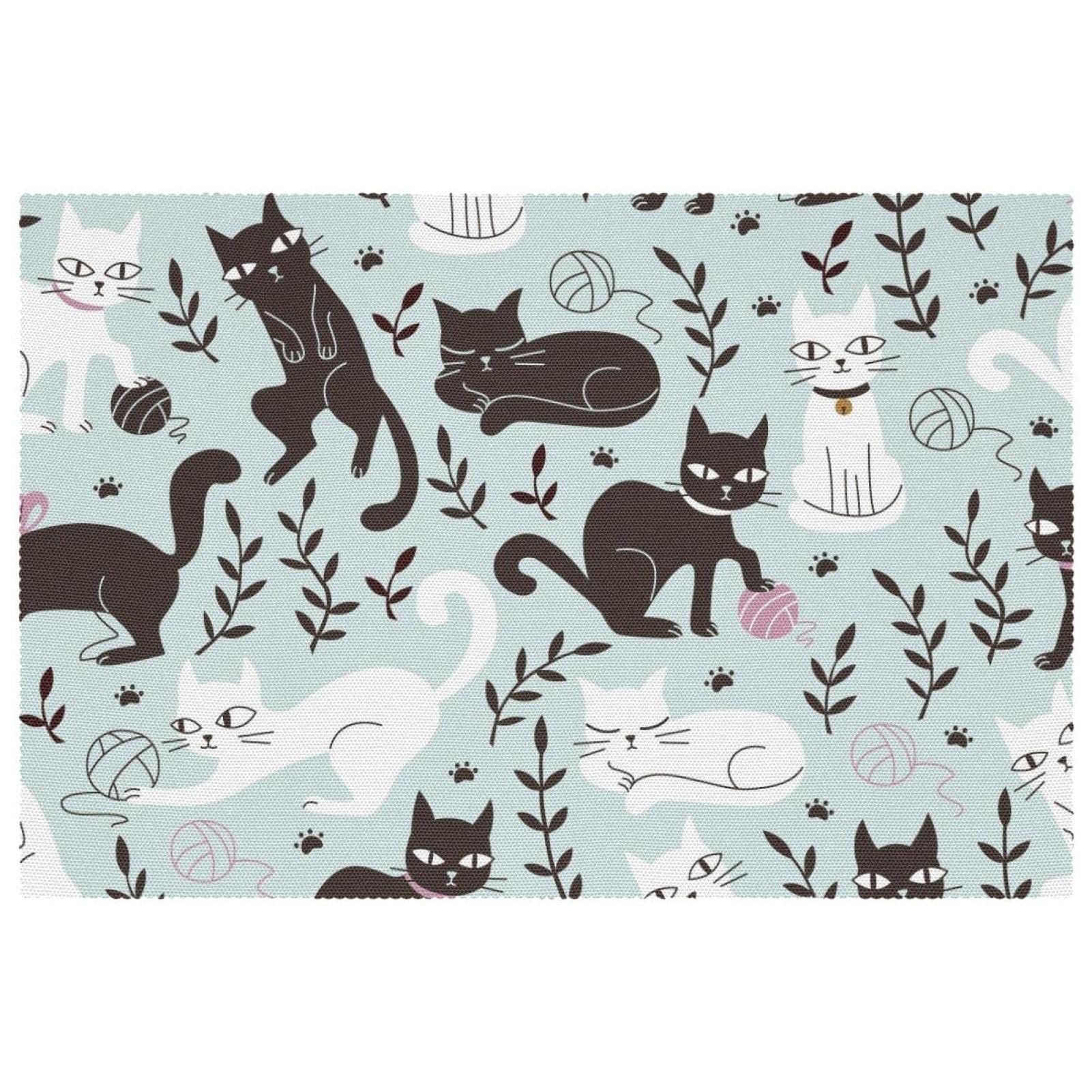 Set de table tissu Oxford chat pour décoration de repas en famille