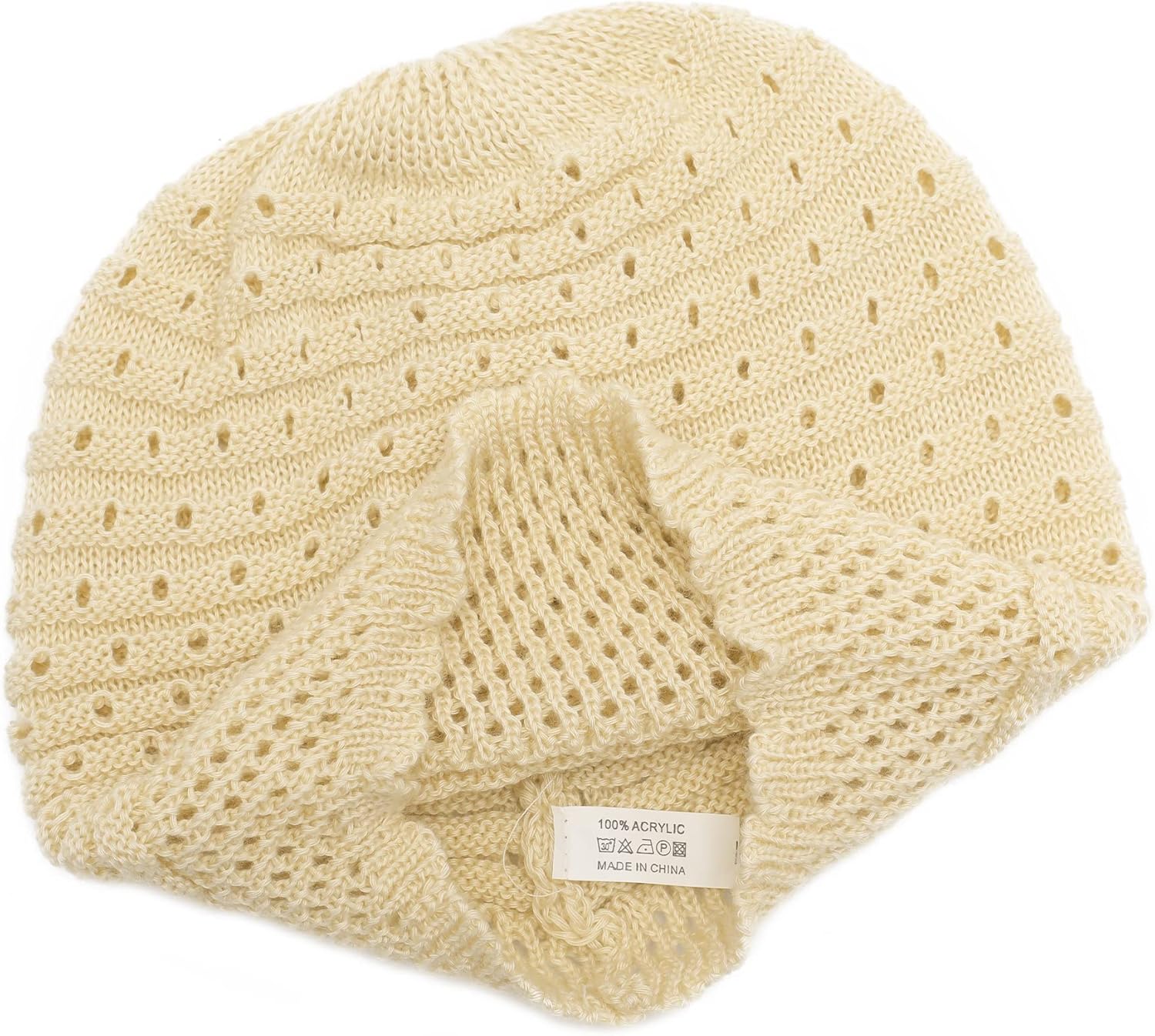 ZLYC Crochet Slouchy Beanie for Women Soft Lightweight Skull Cap Cutout Stretch Knit Hat - Image 6