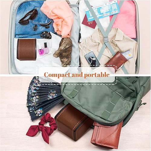 Vista 3 de Funda para reloj individual, funda de viaje de piel sintética con cojín extraíble, organizador de almacenamiento de joyas, caja de reloj cuadrada