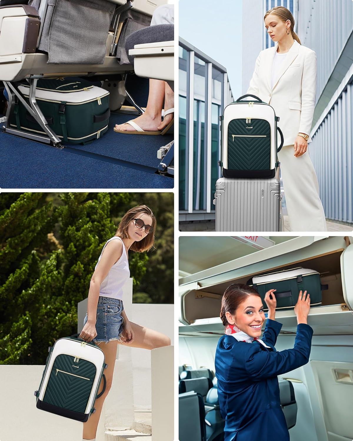 LOVEVOOK Large Travel Backpack for Women, TSA Carry on Backpack for Airplanes, 40L Personal Item Travel Bag for Women fits 17" Laptop,Waterproof Carry on Bag Airplane Approved with 3 Packing Cubes - Image 7