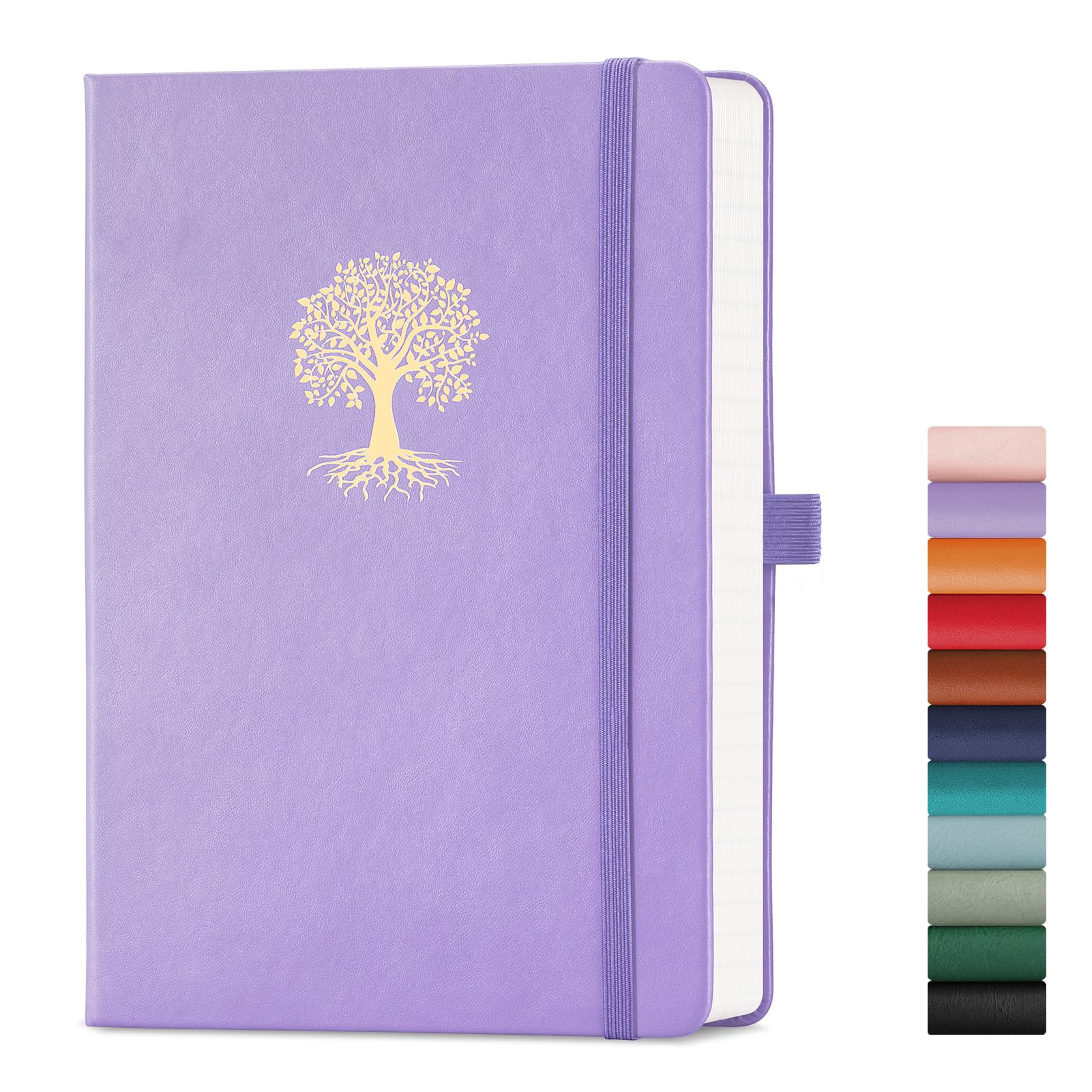 EMSHOI A5 Lined Notebook, Hardcover Journal Notepad, 192 Pages, Light Purple — image 1