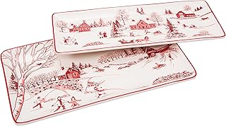 Bico Toile De Jouy Winter Wonderland Ceramic 14 inch Rectangular Serving...